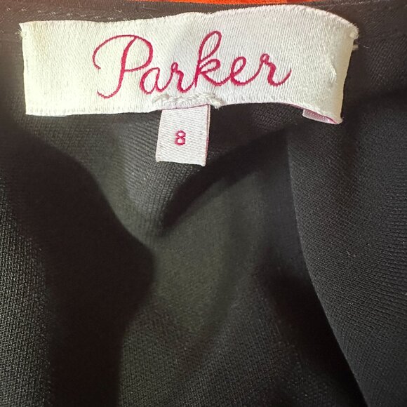 Parker Black Asymmetric Silk Blend Ruffled One-Sleeve Dress  8 - Picture 7 of 9